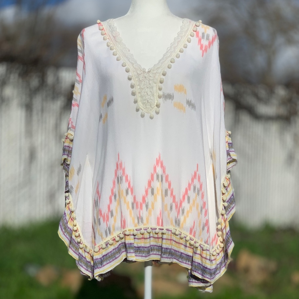 BALI QUEEN Poncho Caftan Swimsuit Cover Up ~ One Size